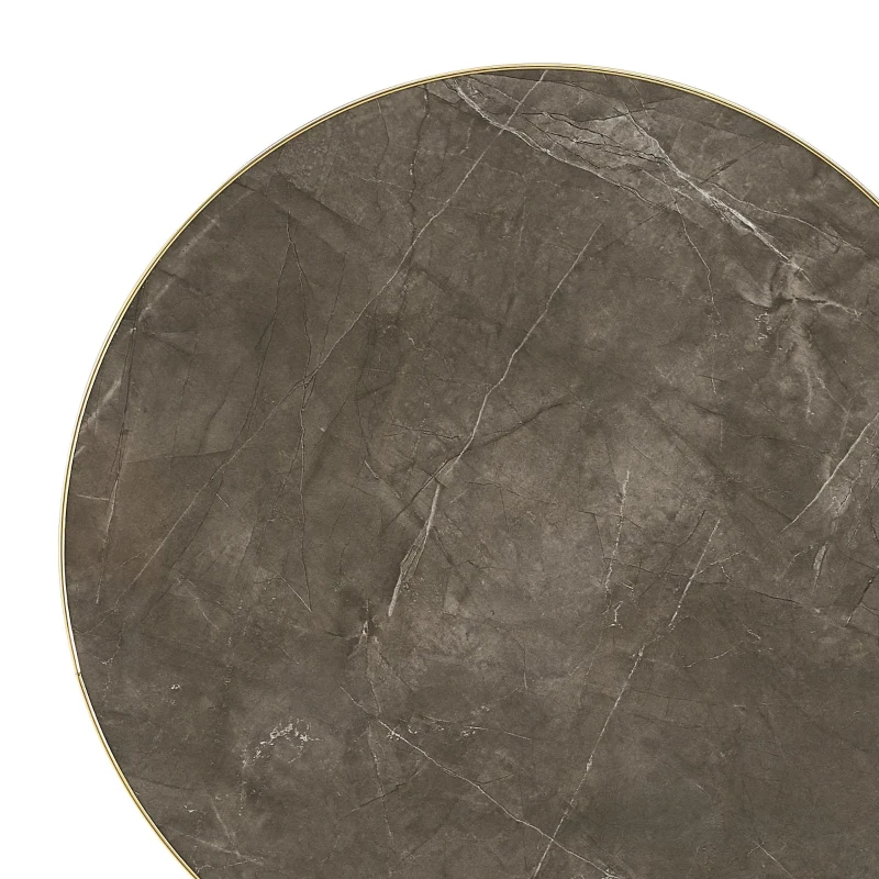 Table d'appoint ronde moderne, stabilité optimale et un gain de place, 59.5x59.5x73.5 cm, Gris+Or