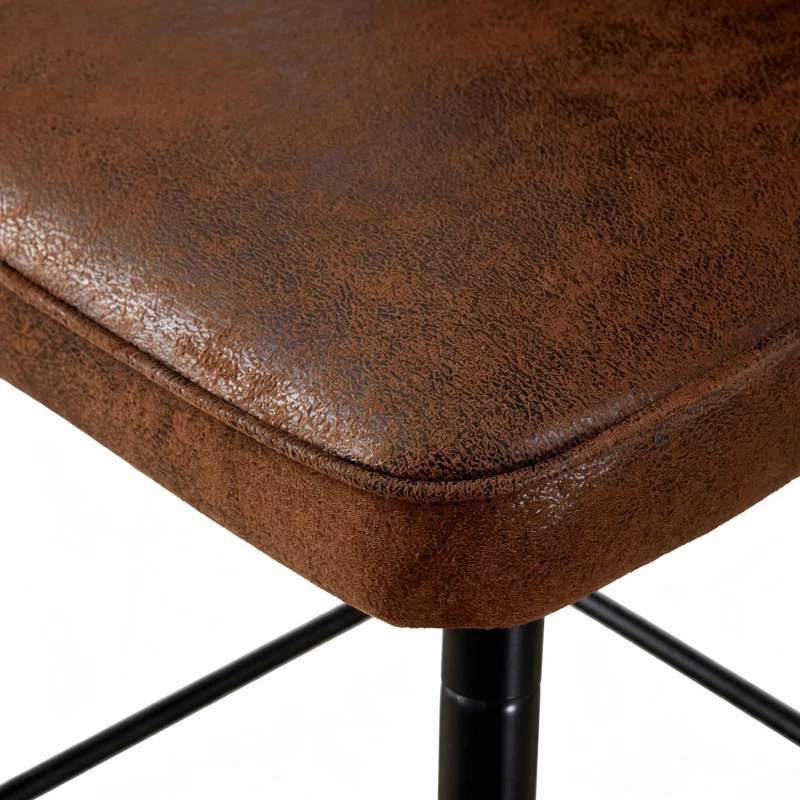 Lot de 2 tabourets de bar hauteur, design moderne et confortable, dossier incurvé et repose-pieds, 42x45x100 cm, Marron+Noir