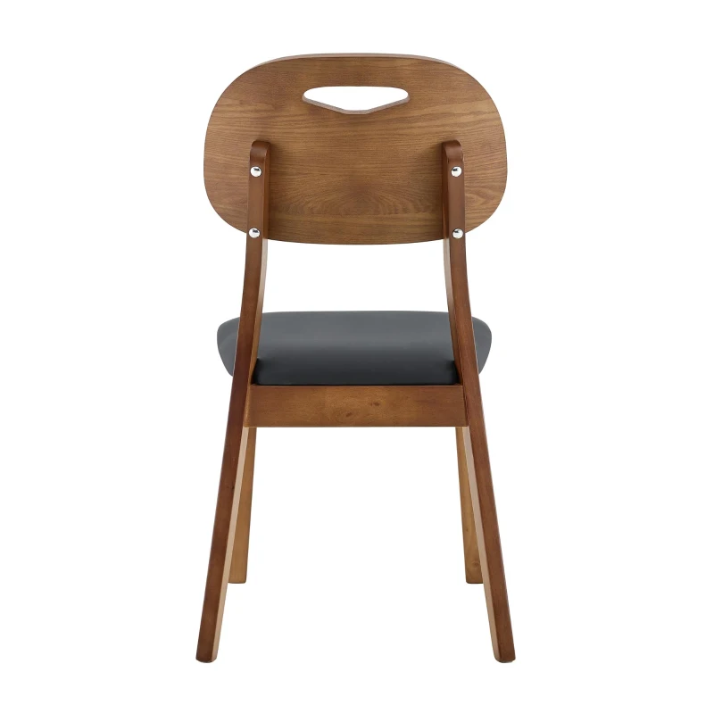Lot de 2 chaises de salle à manger modernes, poignée de transport et assise rembourrée, facile à nettoyer, 50x44x88 cm, Noir