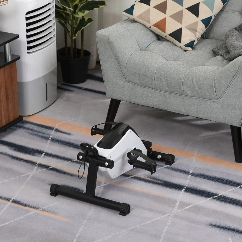 HOMCOM Magnetic Pedal Exerciser, 8-Level Adjustable Resistance Mini Exercise Bike for Arms and Legs Rehabilitation Training, Portable Trainer Fitness Equipment for Elderly People Home, Office Workout