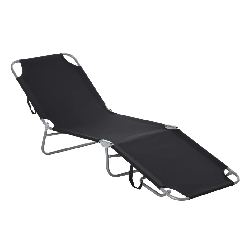 Outsunny Espreguiçadeira de Jardim Exterior Dobrável com Encosto Ajustável em 5 Posições Suporta Até 120 kg para Terraço 187x55x24 cm Preto