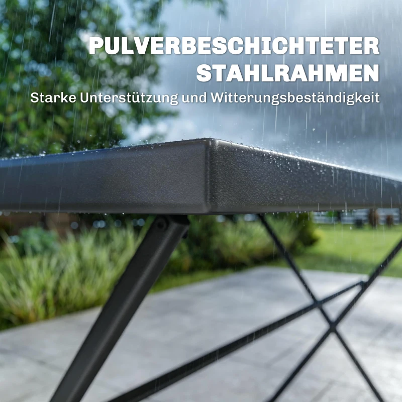 Outsunny Tuinmeubelset Inklapbaar Eetset 5-delig Tafel met 4 Ademende Stoelen Houtlook Ruimtebesparend
