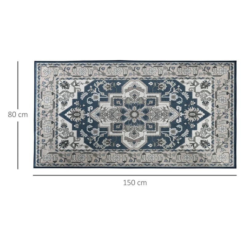 HOMCOM Vintage Area Rugs, Large Carpet for Living Room, Bedroom, Dining Room, 80 x 150 cm, Grey