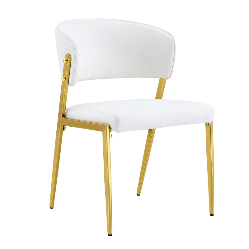 Chaise de salle à manger moderne rembourrée, design épuré, dossier ergonomique, 51x49x78 cm, Blanc