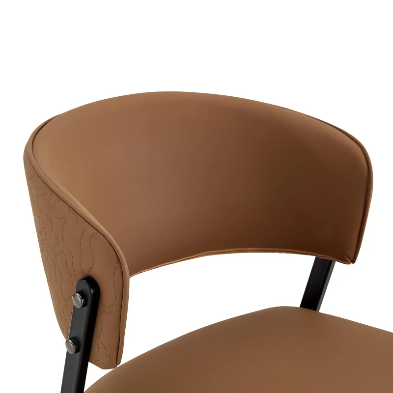 Chaise de salle à manger moderne rembourrée, design épuré, dossier ergonomique, 51x49x78 cm, Marron