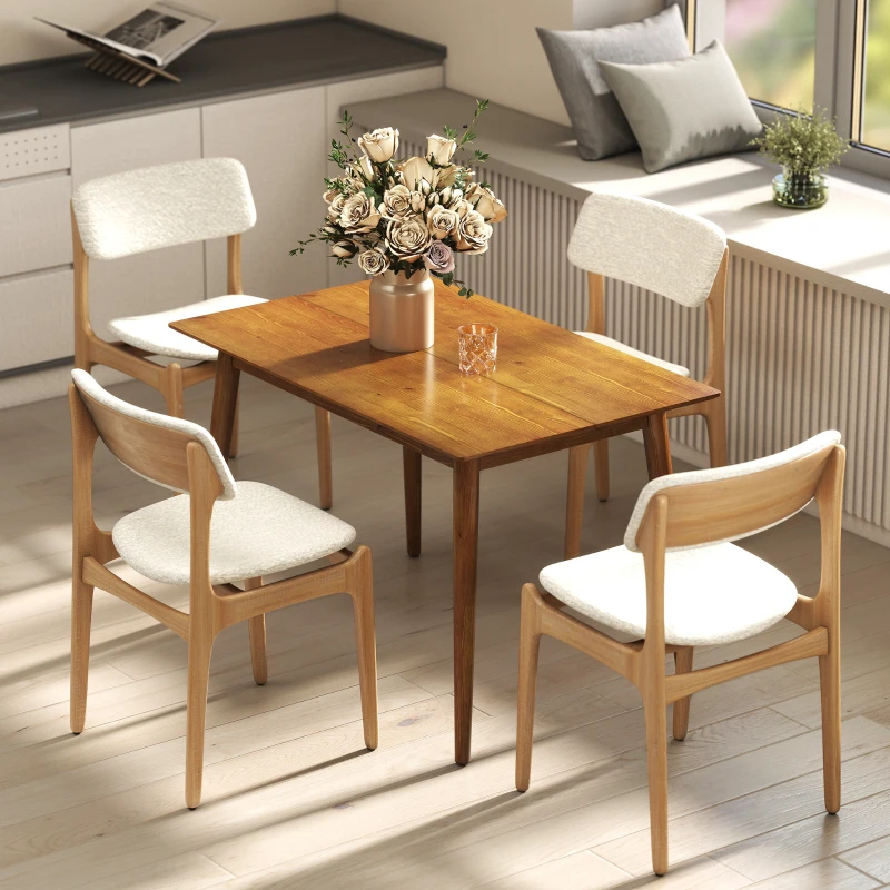 HOMCOM Table de salle à manger design grand plateau 4-6 personnes en bois dim. 120L x 75l x 76H cm