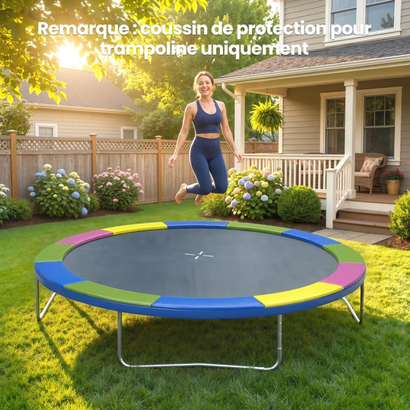 SPORTNOW Coussin de protection trampoline 305cm avec cordon élastique résistant aux intempéries et UV anti-déchirure, multicolore