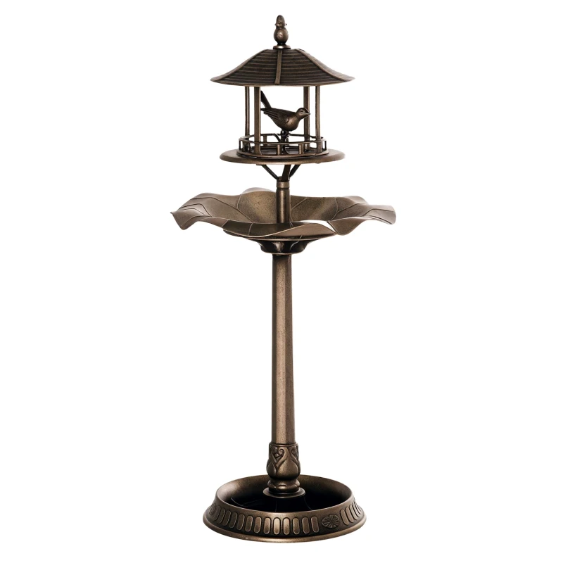 Outsunny Vogelbad Vintage Design, Weerbestendig, 50cm × 50cm × 113cm, Messing