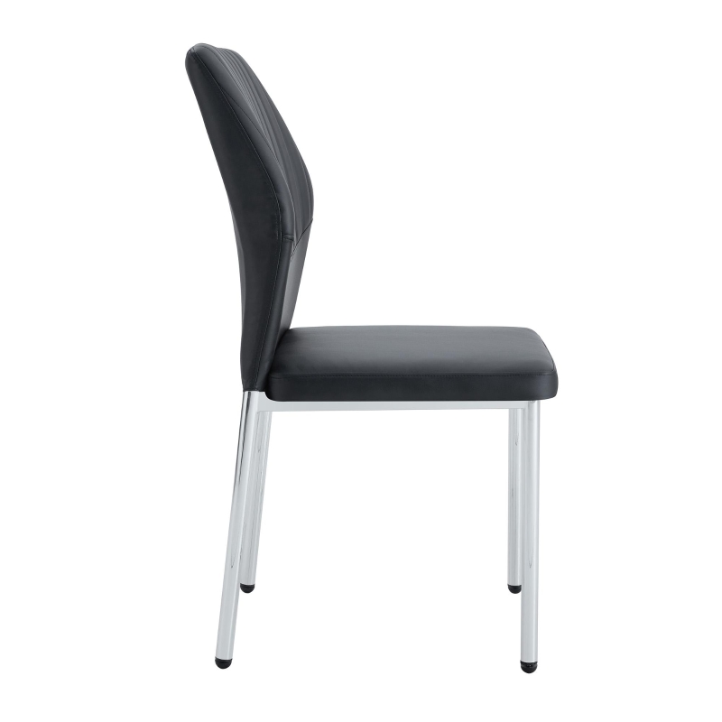 Lot de 4 chaises de salle à manger, style léger-luxe, patins antidérapants, 43x42.6x93 cm, Noir+Argenté