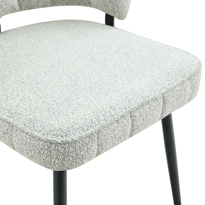 Lot de 2 chaises de salle à manger, mousse haute densité, patins antidérapants, 60x48x80 cm, Noir+Gris clair