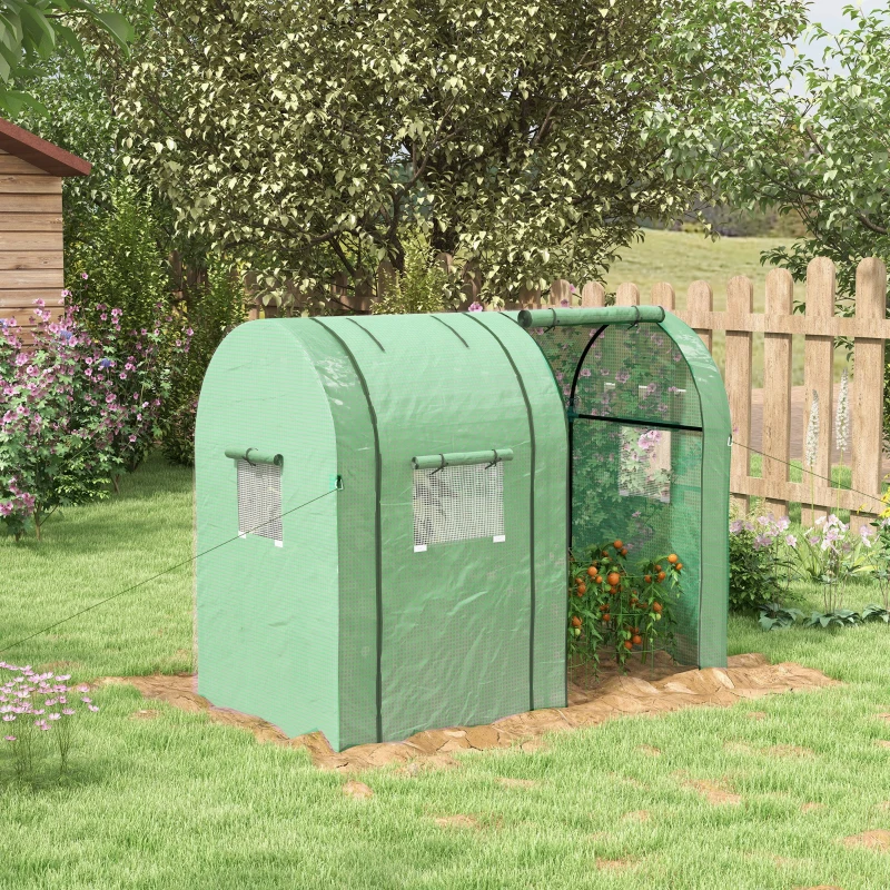 Outsunny Mini-kas Kweekkas, 2 plantgebieden, oprolbare deuren, 185 x 94 x 150 cm, Groen