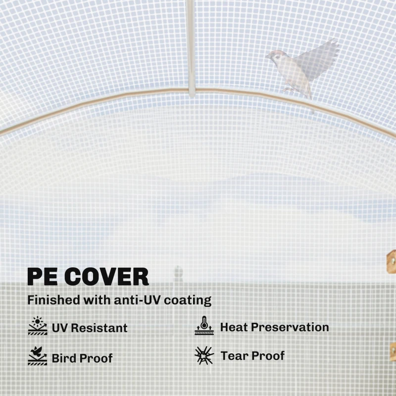 Outsunny Polytunnel Greenhouse Walk-in Grow House with UV-resistant PE Cover, Door and Galvanised Steel Frame, 3 x 2 x 2m, White