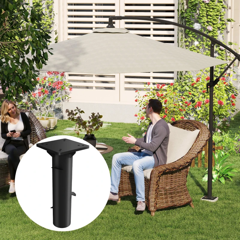 Outsunny Pied de parasol rectangulaire support parasol en métal enterré pour terrasse piscine 16,5 x 16,5 x 40 cm gris foncé