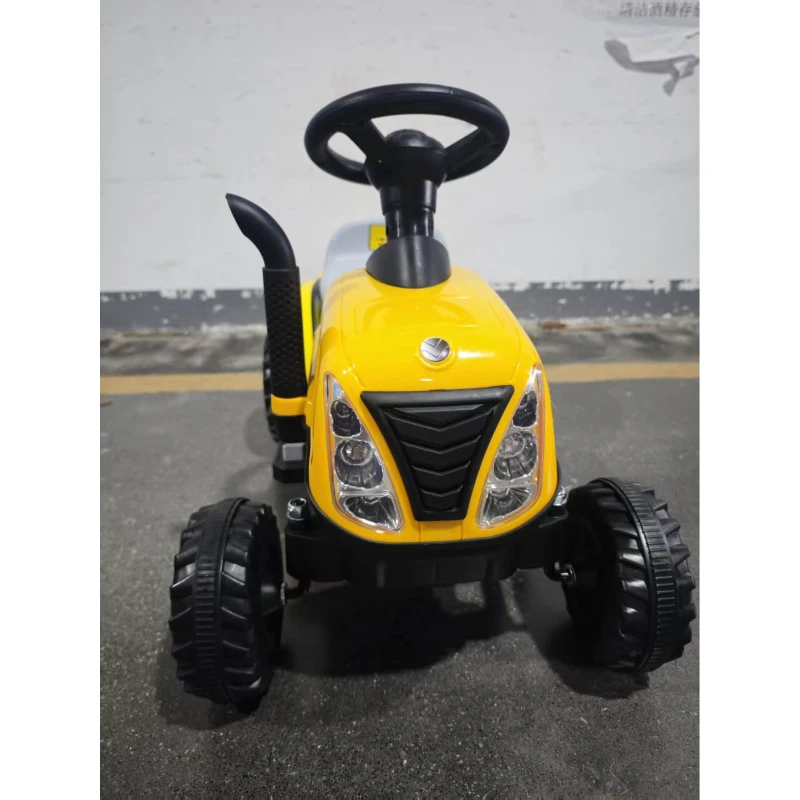 AIYAPLAY Trator Elétrico para Crianças com Reboque Desmontável 6V, Luzes, Música, Buzina e Pedal, 1-3 Anos, 2,5 km/h, Amarelo