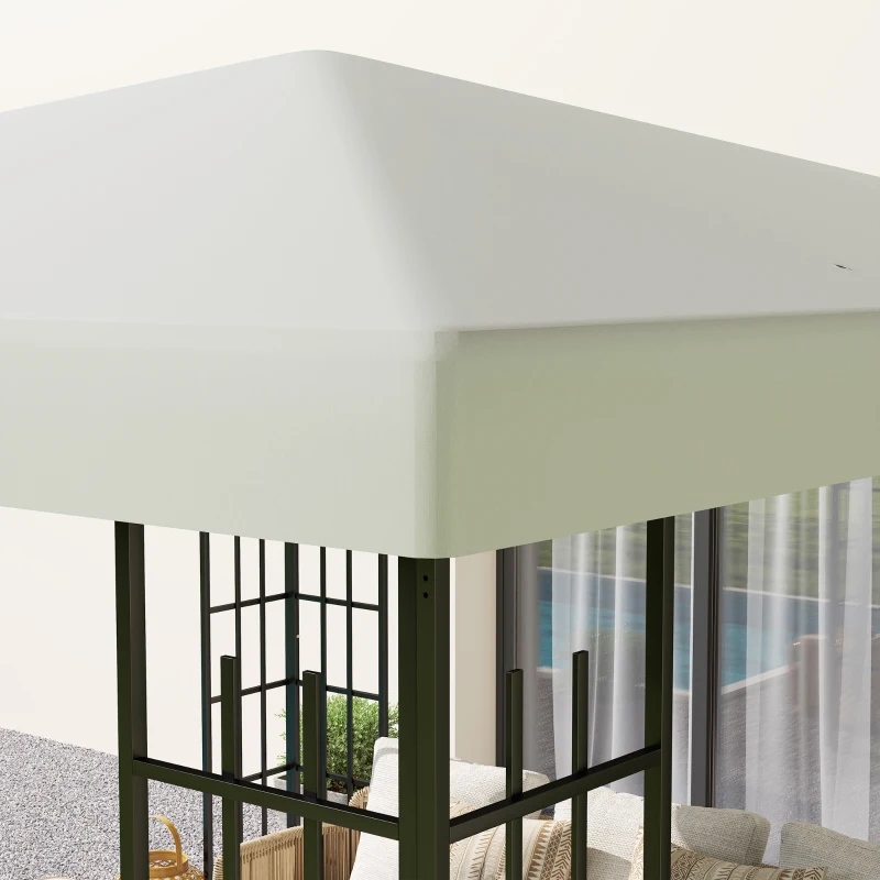 Outsunny 3 x 3 m Vervangzeil voor Paviljoen, Zeil voor Tuinpaviljoen, met Waterafvoergaten, UPF30+, Lichtgrijs