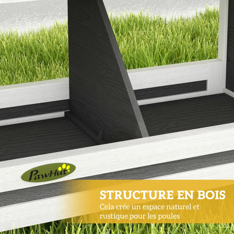 PawHut Pondoir nichoir pour poules 3 emplacements avec toit asphalte structure en bois 66 x 37 x 34 cm gris noir