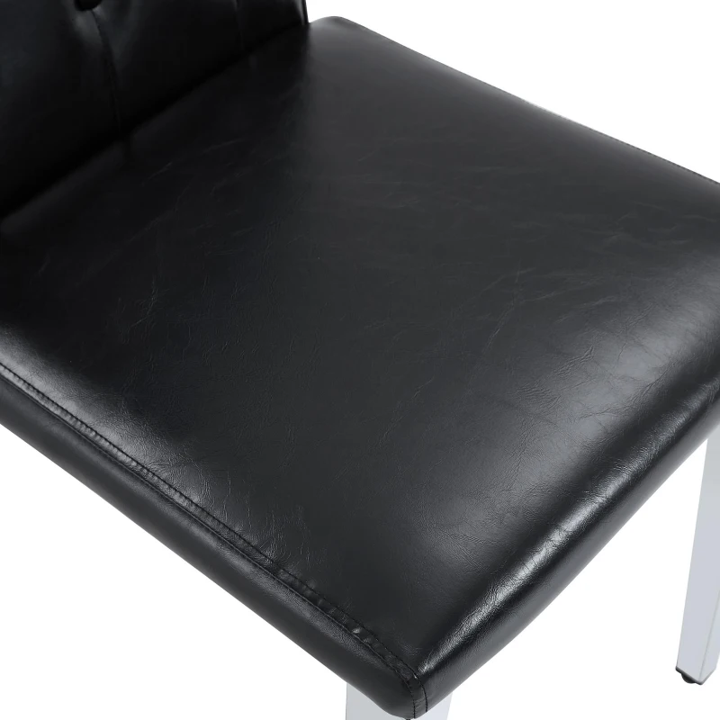 Lot de 4 chaises de salle à manger, style luxe européen, patins antidérapants et silencieux, 42x46x89 cm, Noir+Argent