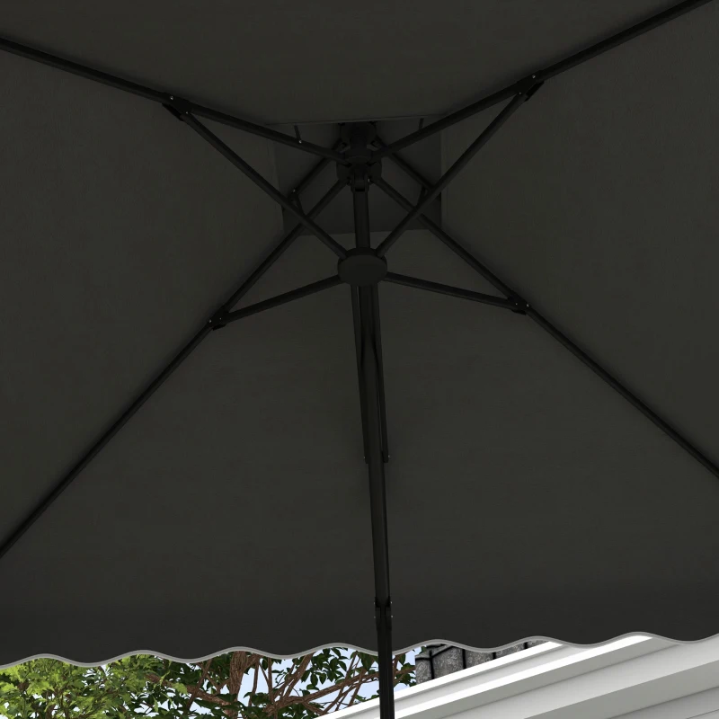 Outsunny Tuinparasol, zweefparasol, decoratieve rand, ventilatiedak, metalen frame, 2,4x2,4x2,6m, donkergrijs