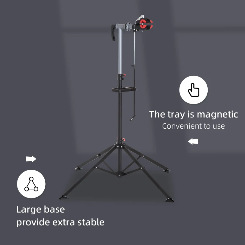 HOMCOM Folding Bike Repair Stand Bicycle Bike Stand For Maintenance Display Cycle Rack with Tool Tray, Height Adjustable