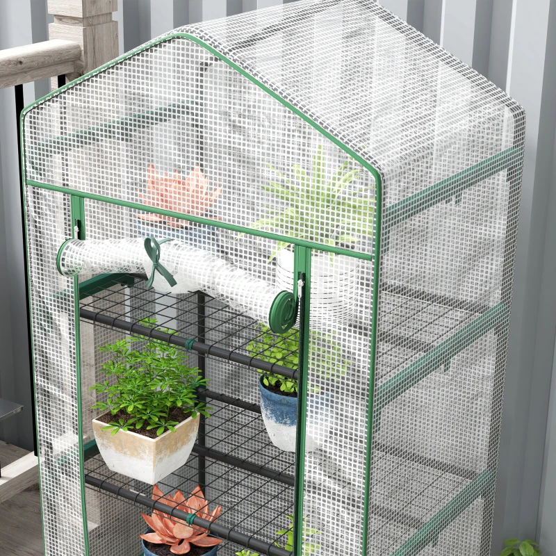 Outsunny Mini-kas voor Bloemen of Groenten, Staal, Plastic, 69L x 49B x 193H cm, Wit(m-7)