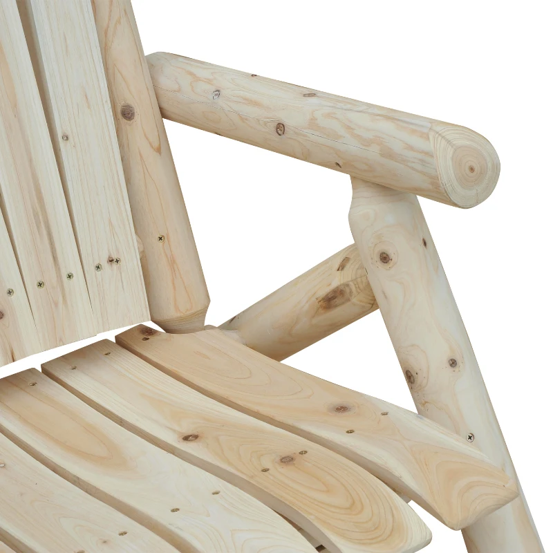 Outsunny Tuinstoel tuinzetel houten stoel hoge rug met armleuningen vurenhout natuur