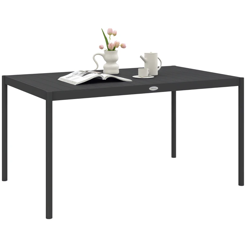 Outsunny Tuintafel Buitentafel, weerbestendig, Aluminium, 145 x 90 x 74 cm, Donkergrijs