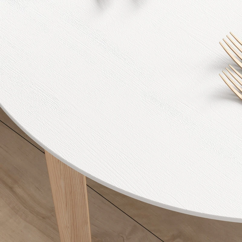 HOMCOM Eettafel Keukentafel Ronde Tafel, Scandinavisch Design, 75 cm x 75 cm x 76 cm, Wit + Natuur