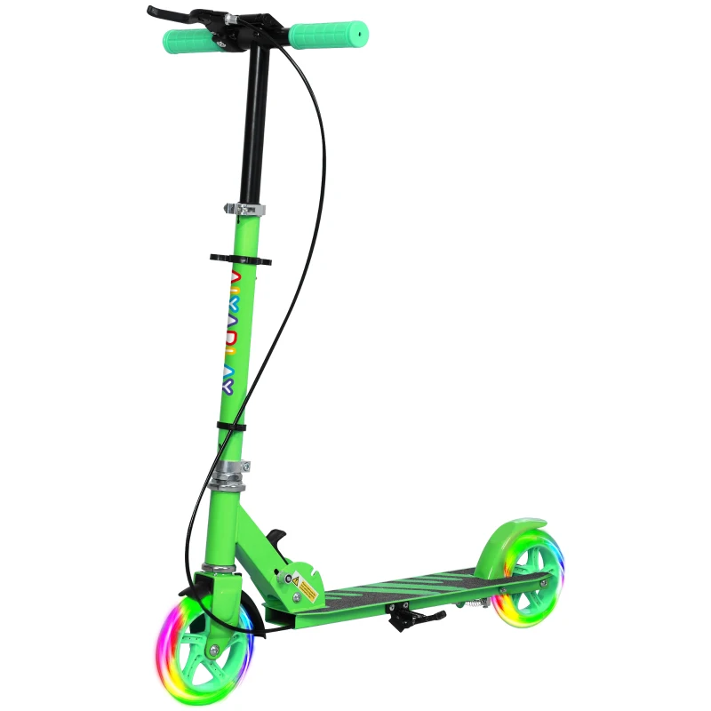 AIYAPLAY Monopattino per Bambini 3-8 Anni con Ruote Luminose, Impugnatura Regolabile e Freno Posteriore, Verde