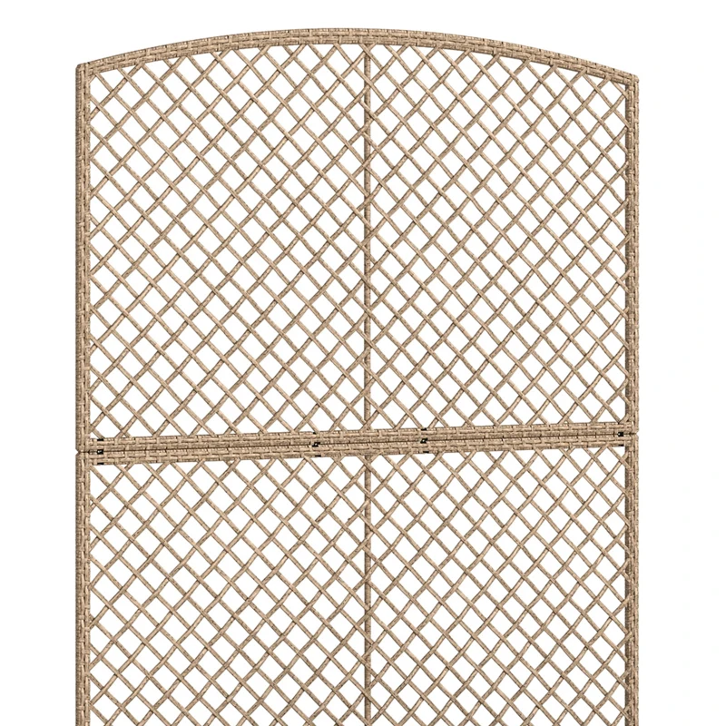 Outsunny Rattan Planter with Trellis, Raised Beds for Garden with Liner for Climbing Plants Vegetables Flowers, Light Grey