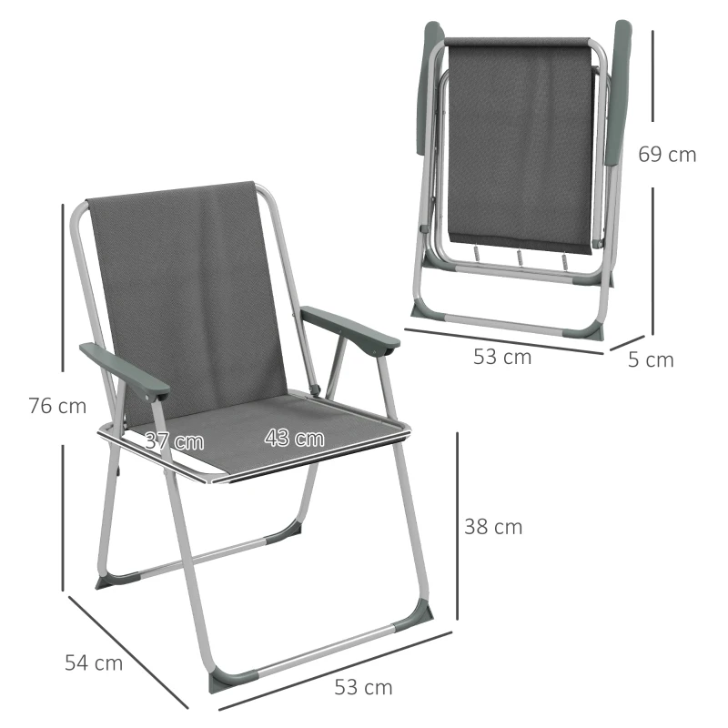 Outsunny Opvouwbare tuinstoel campingstoel, 53 cm x 54 cm x 76 cm, Blauw + Zilver