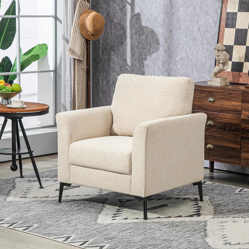 HOMCOM Linen-Look Armchair - Beige