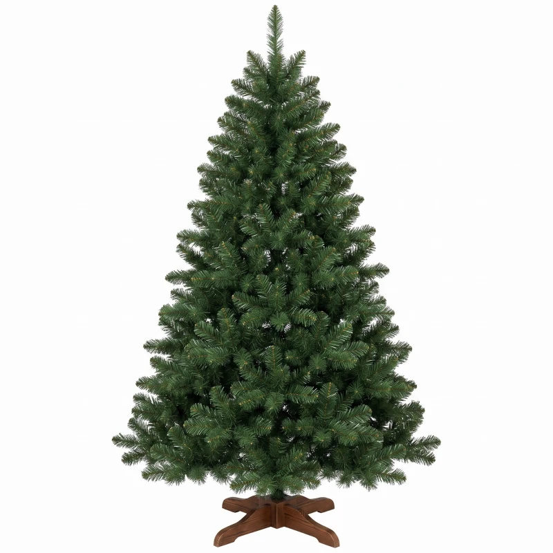 HOMCOM Künstlicher Weihnachtsbaum 180 cm dicht realistisch, 732 schwer entflammbare PE-Zweige, zusammenklappbare Holzbasis, Grün