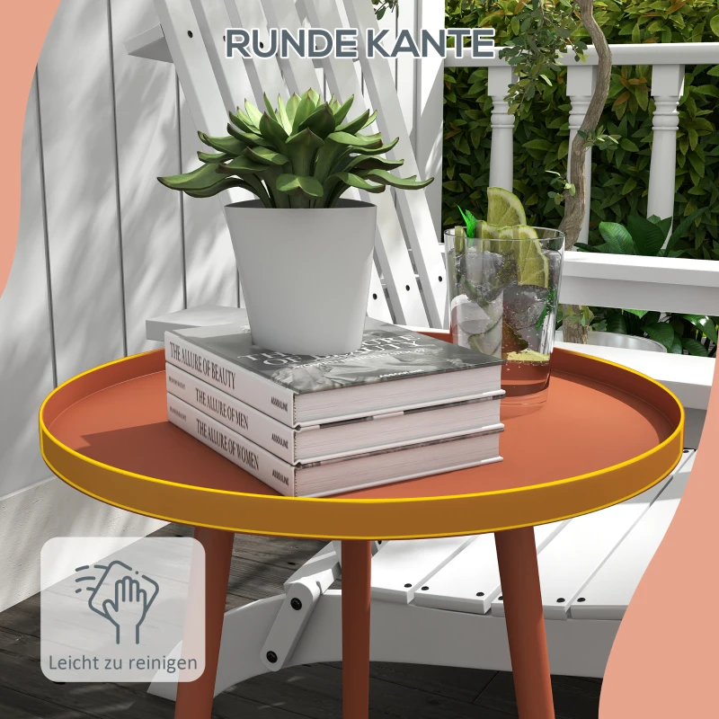 Outsunny Bijzettafel, Salontafel, Tuintafel, Terrastafel voor Tuin, Balkon, Staal, 40 x 40 x 50 cm, Rood