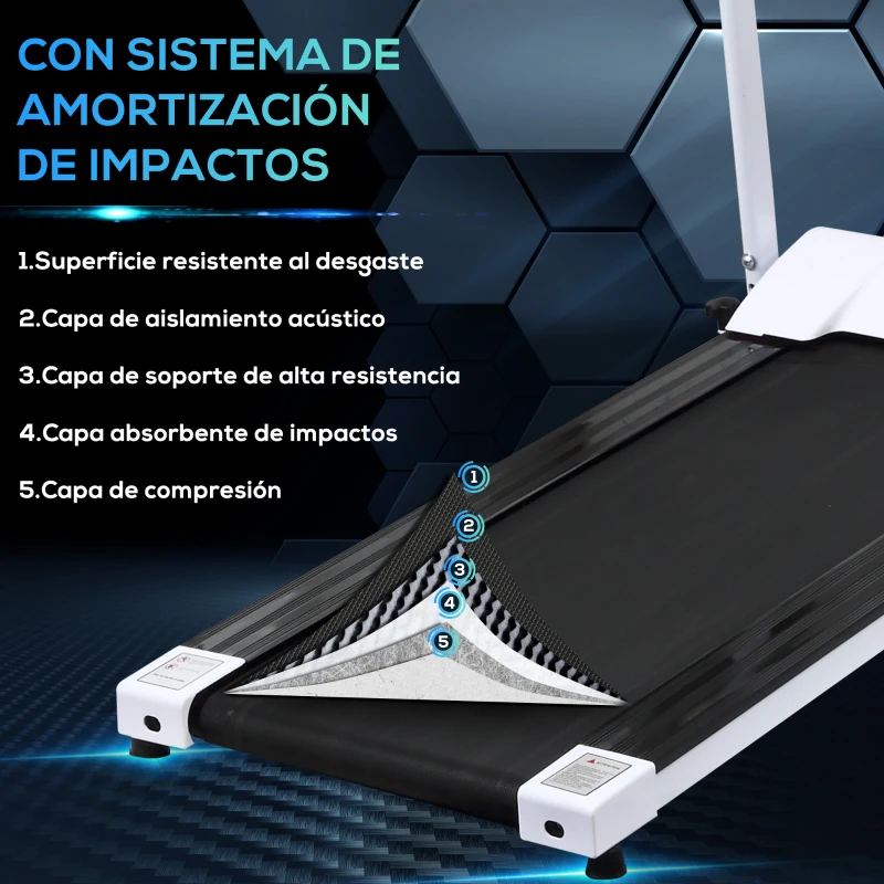 HOMCOM Cinta de Andar Plegable Cinta de Correr Eléctrica Velocidad de 1-10km/h con Pantalla LCD y Carga Máx. 110 kg para Fitness Hogar Oficina 125x61x118 cm Blanco y Negro