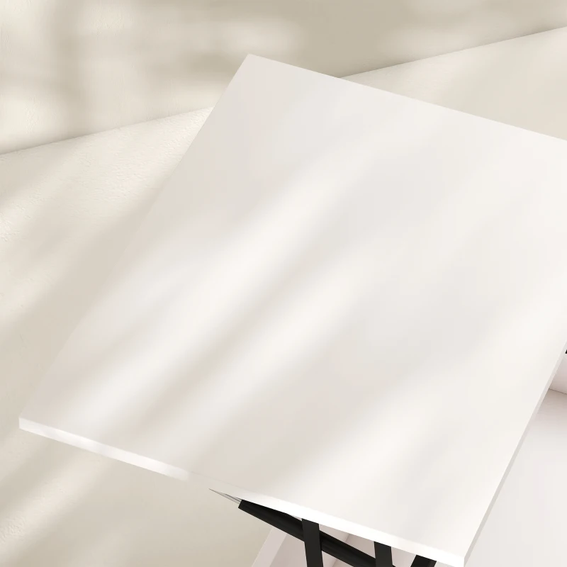 HOMCOM Lift-top salontafel met gesplitst blad, modern design en metalen poten, wit