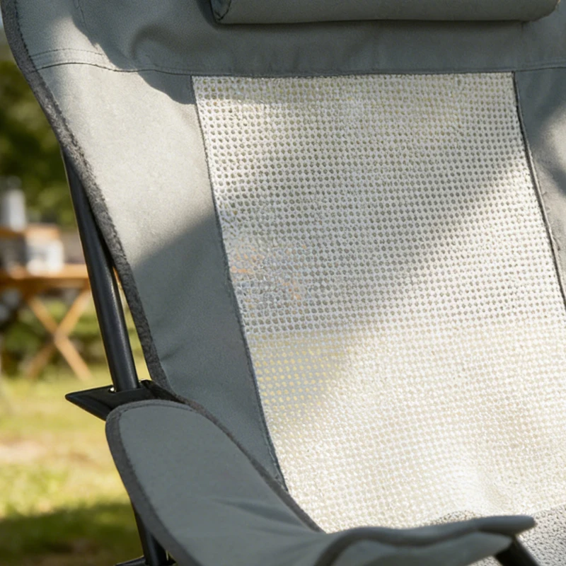 Outsunny Camping Chair Reclining Portable Camp Chair with Detachable Footrest Cup Holder Grey
