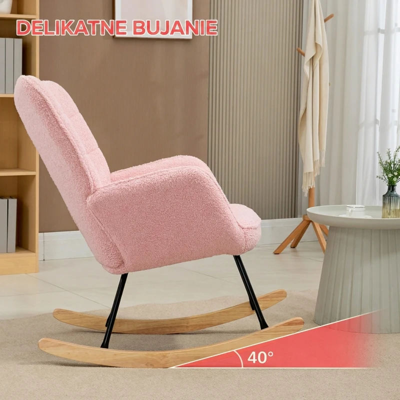 HOMCOM Fotel bujany, fotel akcentowy do 120 kg, poliester, 71 dł. x 92 szer. x 101 wys. cm, różowy