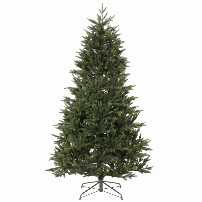 HOMCOM Künstlicher Weihnachtsbaum 180 cm dicht realistisch, 732 schwer entflammbare PE-Zweige, zusammenklappbare Holzbasis, Grün