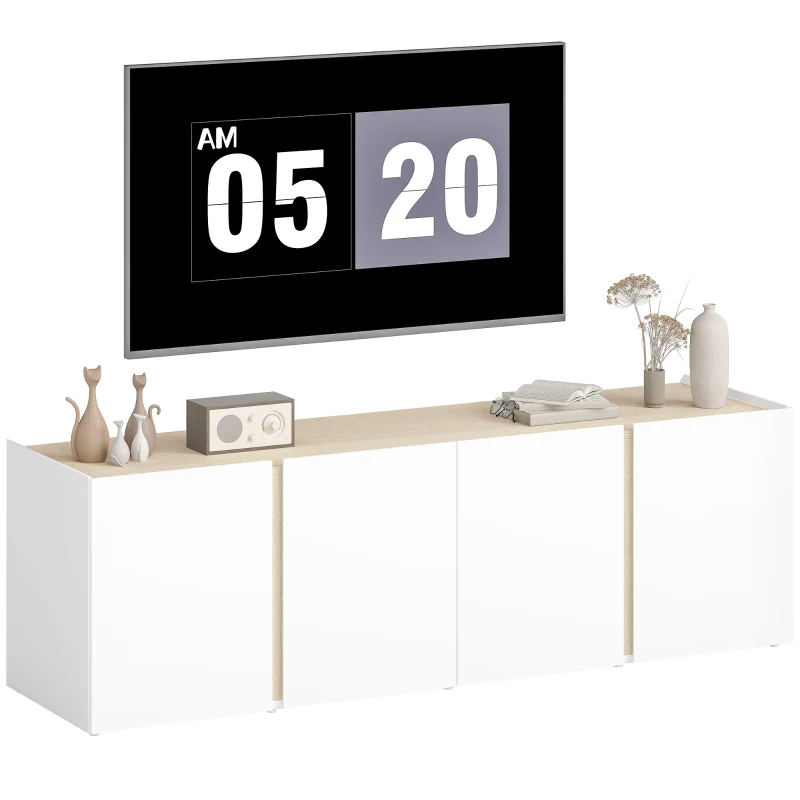 HOMCOM TV-kast voor 65-inch televisie, televisiekast met soft-close deuren, aanpasbare planken, kabeldoorvoeren, voor woonkamer, Wit(m-11)