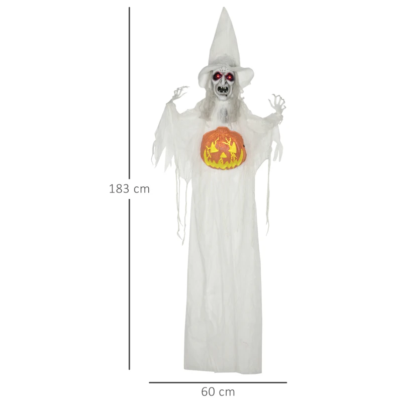 HOMCOM Halloween-geest, Halloween-decoratie, geluidseffecten en LED-verlichting, 60 cm x 18 cm x 183 cm