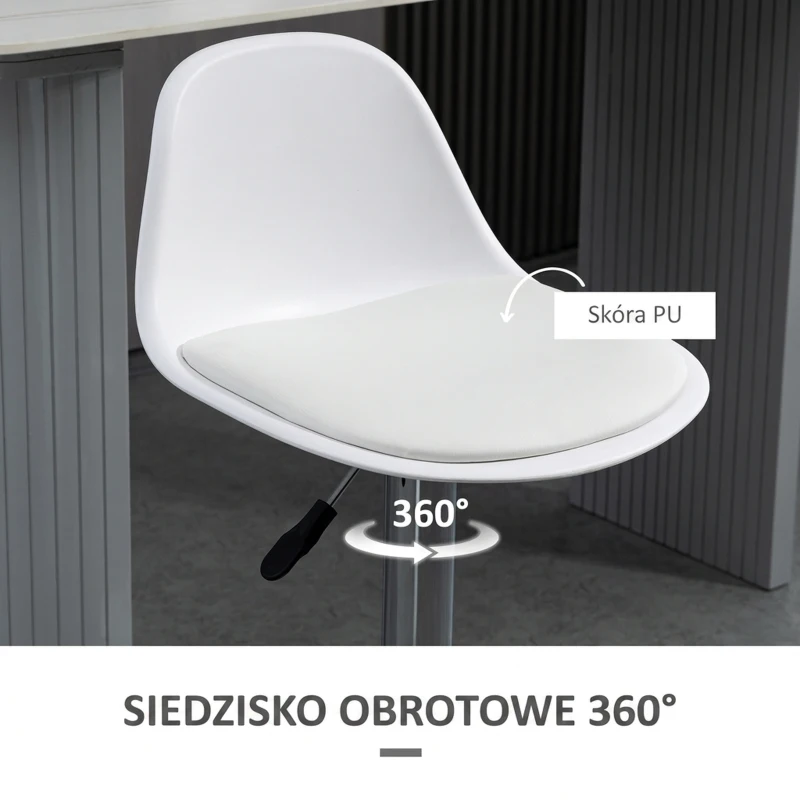 HOMCOM Hokery Zestaw 2 z nowoczesnym wzornictwem do 120 kg (jedno krzesło) Krzesła barowe Białe