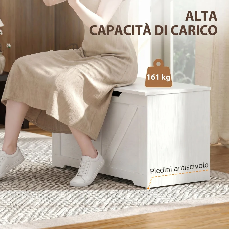 HOMCOM Cassapanca con Cerniera di Sicurezza e Presa a U, Portata 136 kg
