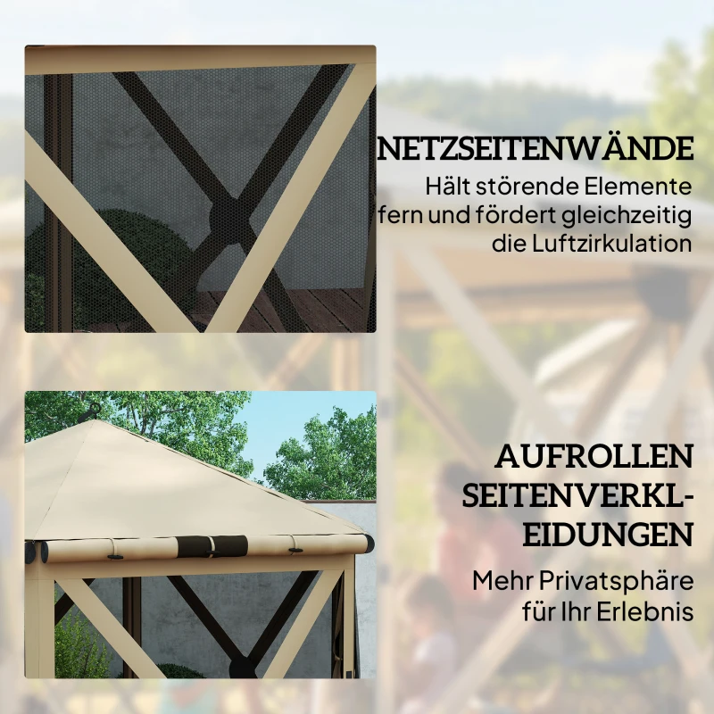 Outsunny 3 m x 2,6 m zeskantig paviljoen met 6 zijden en draagtas, waterdicht, UV-bestendig, partytent