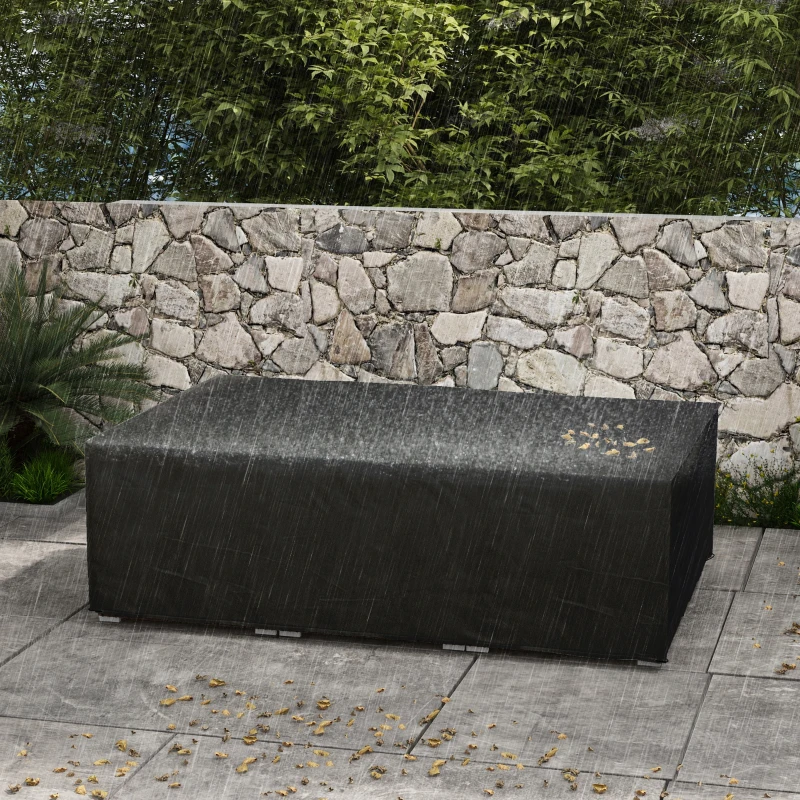 Outsunny Housse salon de jardin bâche housse table de jardin tissu Oxford étanche anti-UV, 222 x 155 x 67 cm, noir