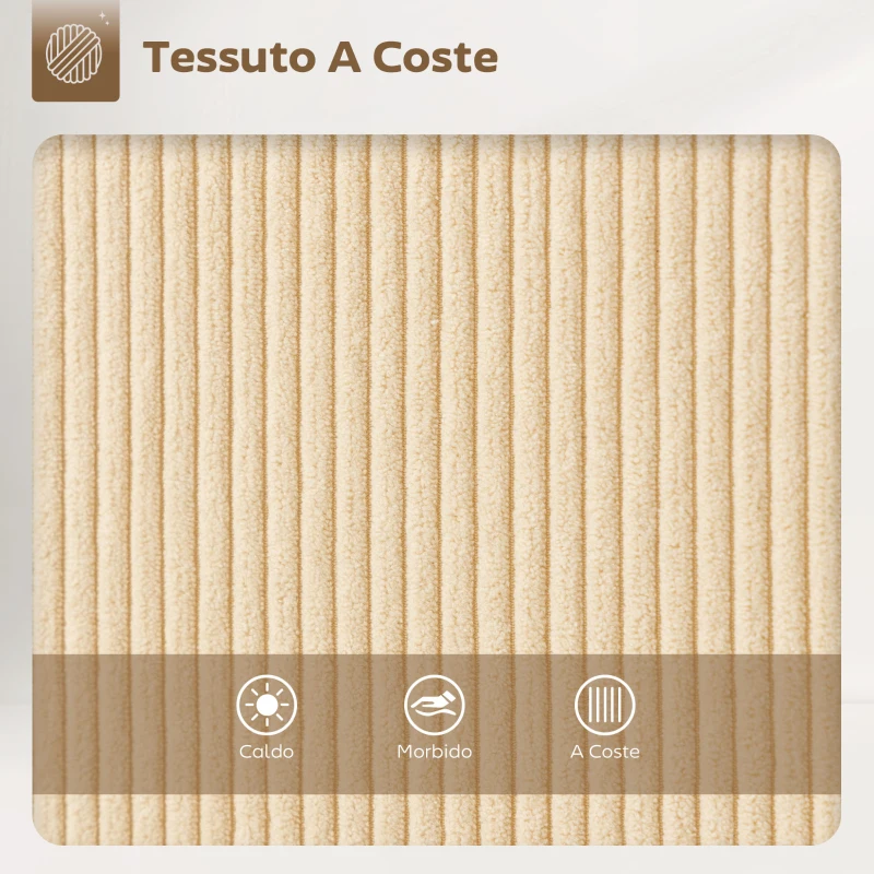 HOMCOM Set 2 Sgabelli Bar Girevoli con Schienale e Braccioli, Rivestimento in Velluto a Coste e Poggiapiedi, Beige