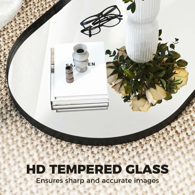 HOMCOM Wall Mirror, Bathroom Mirror with Elevated Aluminium Alloy Frame, 60 x 90 cm, Black