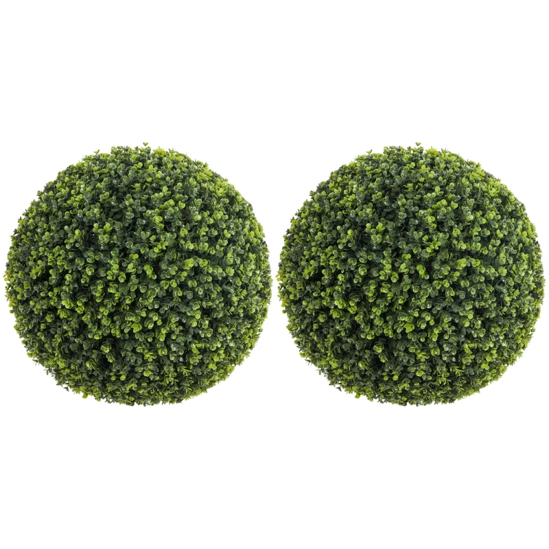 HOMCOM 52 cm Kunstmatige Eucalyptusballen in Set van 2, UV-bestendige Decoratieve Planten met 1086 Bladeren voor Binnen en Buiten