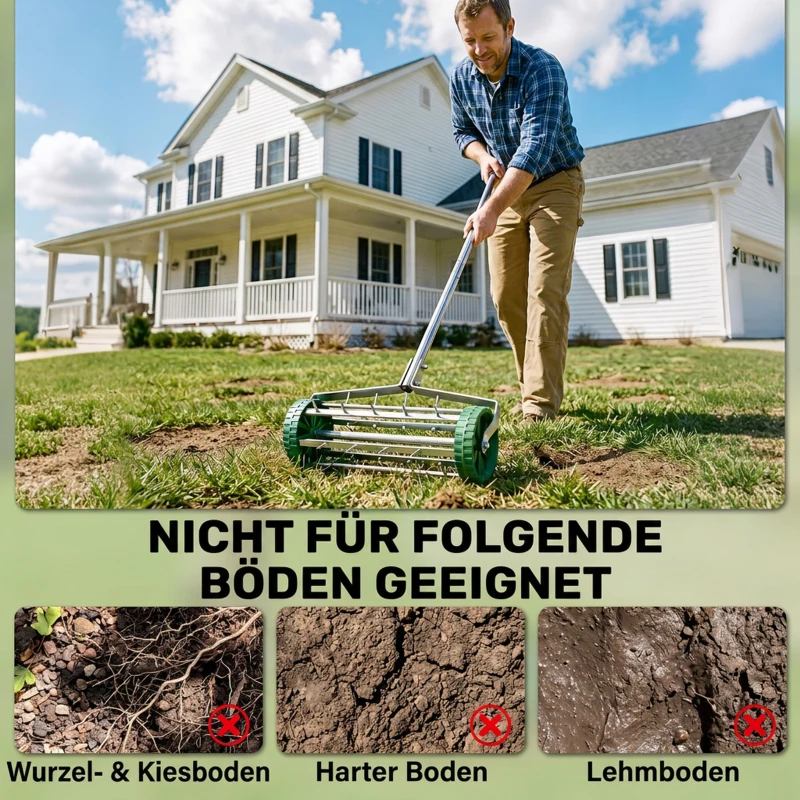 Outsunny gazonbeluchter handvat lengte verstelbaar handverticuteer gazonbeluchter spiked roller gazon rollende gazonbeluchter onderhoud tuin verzinkte buis groen + zilver 135 x 42,5 x 15 cm