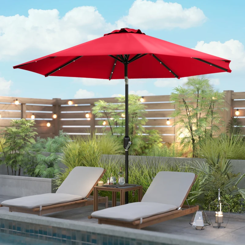 Outsunny 3 m Replacement Parasol Canopy with Top Vent, UPF 50+ Garden Parasol Replacement Canopy, 8 Rib Parasol Cover Replacement Fits Various Frames, Red