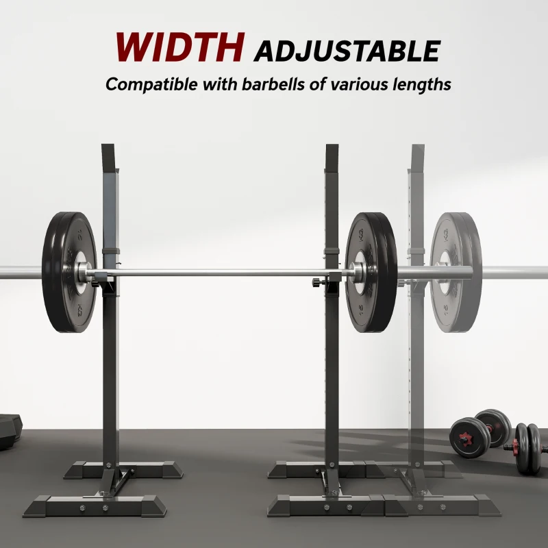 HOMCOM Adjustable Squat Rack, Weight Strength Training Bench Press Rack Weight Bench Supporter for Home Gym Exercise, Max Load 150kg, 124-154cm